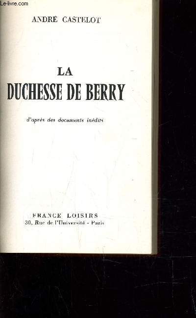 LA DUCHESSE DE BERRY.