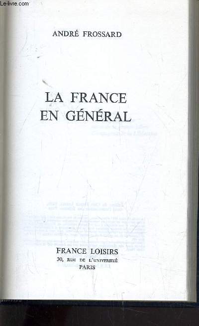 LA FRANCE EN GENERAL.