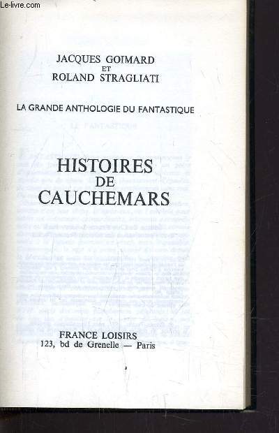HISTOIRES DE CAUCHEMARS.