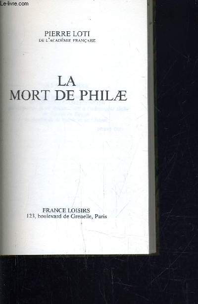 LA MORT DE PHILAE.