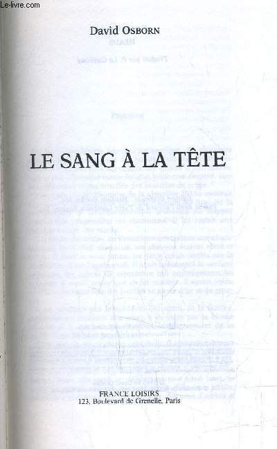 LE SANG A LA TETE.