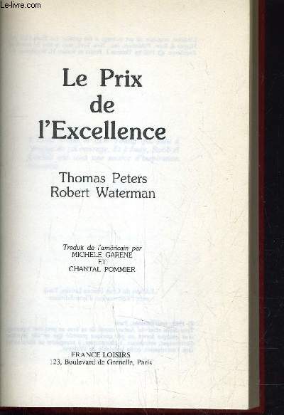 LE PRIX DE L'EXCELLENCE.