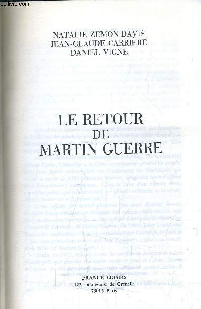 LE RETOUR DE MARTIN GUERRE.