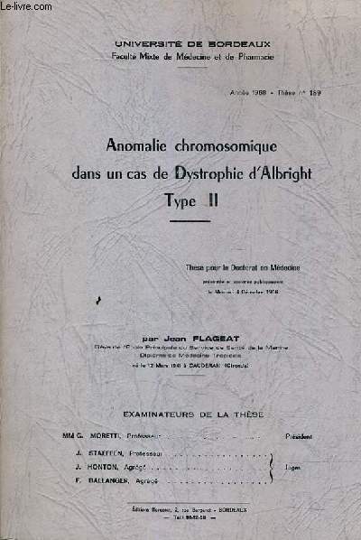 ANOMALIE CHROMOSOMIQUE DANS UN CAS DE DYSTROPHIE D'ALBRIGHT - TYPE II.