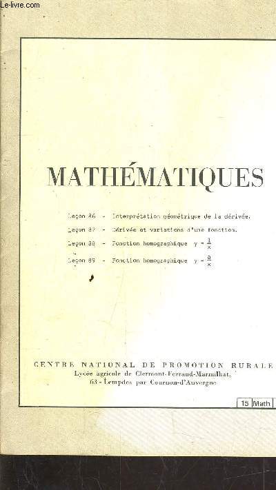MATHEMATIQUES - LECON A 86 A 89 INCLUS.