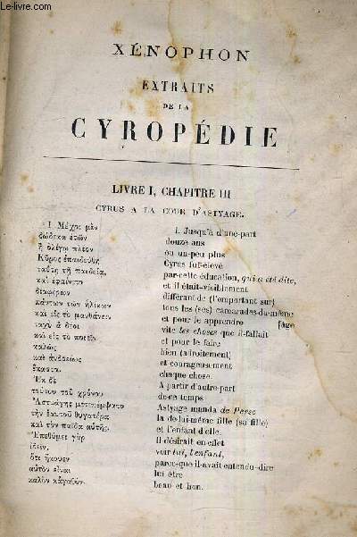 XENOPHON EXTRAITS DE LA CYROPEDIE - OUVRAGE INCOMPLET.