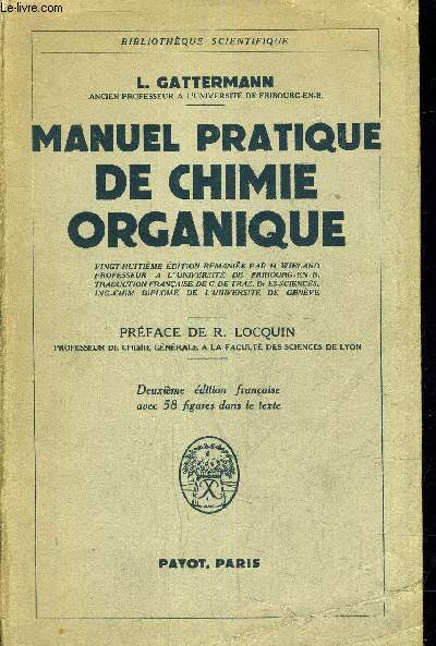 MANUEL PRATIQUE DE CHIMIE ORGANIQUE.