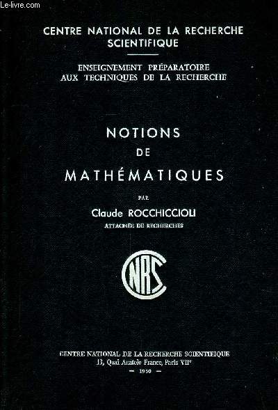 NOTIONS DE MATHEMATIQUES.