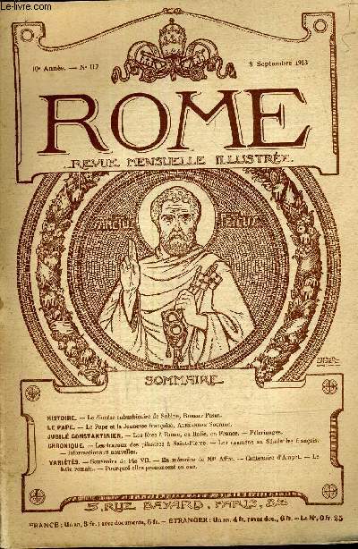 ROME REVUE MENSUELLE ILLUSTREE - 10E ANNEE N117 - 8 SEPTEMBRE 1913.