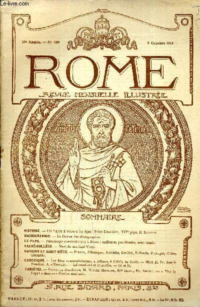 ROME REVUE MENSUELLE ILLUSTREE - 10E ANNEE N118 - 8 OCOTBRE 1913