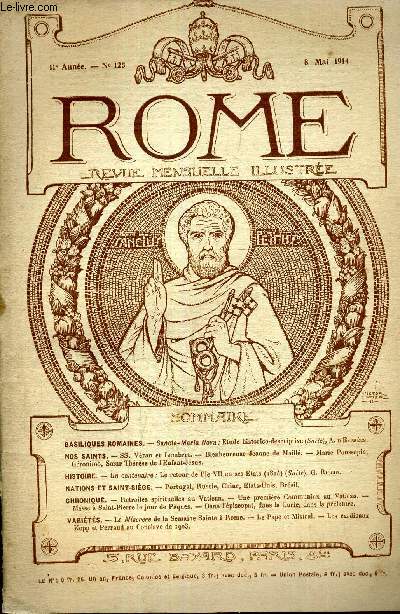 ROME REVUE MENSUELLE ILLUSTREE - 11E ANNEE N125 - 8 MAI 1914.