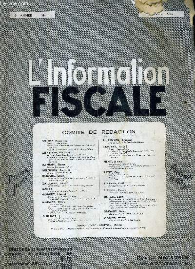 L'INFORMATION FISCALE - 6E ANNEE - N1 JANVIER 1955.
