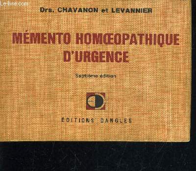 MEMENTO HOMEOPATIQUE D'URGENCE.