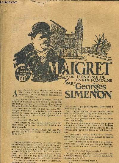 LA PRESSE N382 DU 3 AU 9 MARS 1953 - MAIGRET L'ENIGME DE LA RUE FONTAINE PAR GEORGES SIMENON.