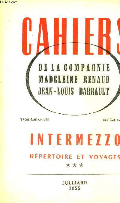 INTERMEZZO REPERTOIRE ET VOYAGES - TROISIEME ANNEE DIXIEME CAHIER.