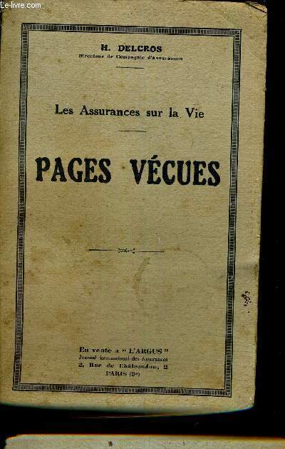 LES ASSURANCES SUR LA VIE - PAGES VECUES.