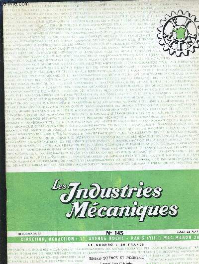 LES INDUSQTRIES MECANIQUES N143 JEUDI 26 MAI 1955.