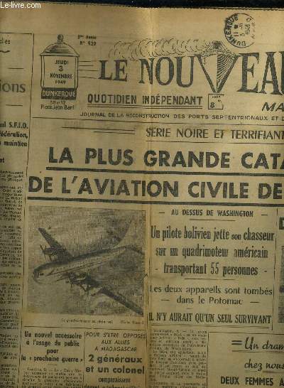 LE NOUVEAU NORD MARITIME N929 - 5EME ANNEE - JEUDI 3 NOVEMBRE 1949.