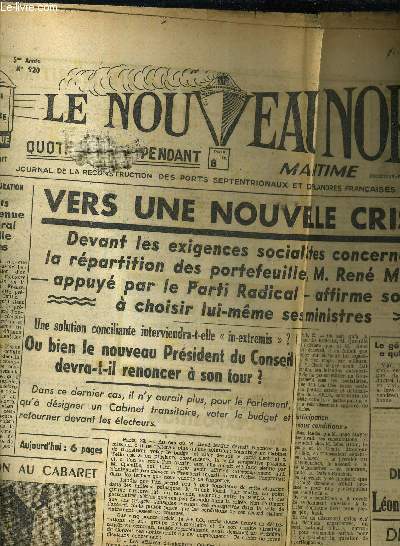 LE NOUVEAU NORD MARITIME N920 - 5EME ANNEE - DIMANCHE 23 OCOTBRE 1949.