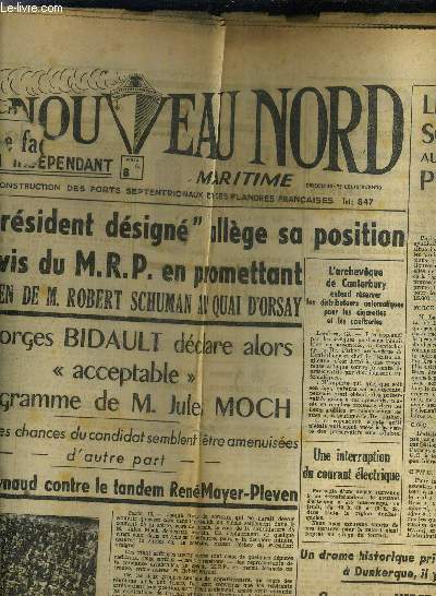 LE NOUVEAU NORD MARITIME N912 - 5EME ANNEE - VENDREDI 15 OCOTBRE 1949.