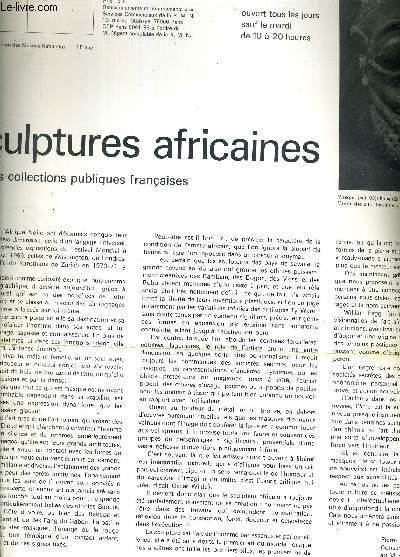 LE PETIT JOURNAL DES GRANDES EXPOSITIONS - ORANGERIE DES TUILERIES DU 8 NOVEMBRE 1972 AU 26 FEVRIER 1973 - SCULPTURES AFRICAINES DANS LES COLLECTIONS PUBLIQUES FRANCAISES.