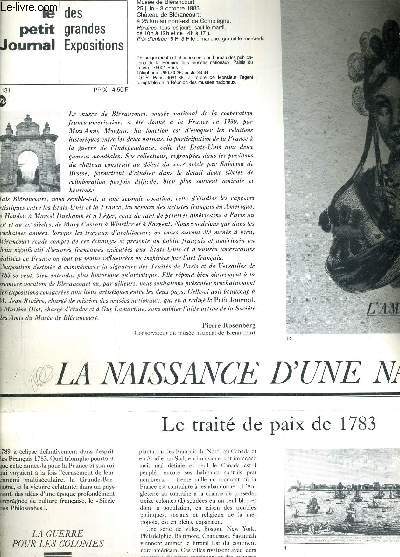 LE PETIT JOURNAL DES GRANDES EXPOSITIONS MUSEE DE BLERANCOURT 25 JUIN 3 OCOTBRE 1983 - LA NAISSANCE D'UNE NATION.