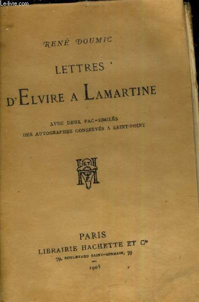 LETTRES D'ELVIRE A LAMARTINE.