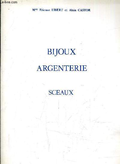 CATALOGUE DE VENTES AUX ENCHERES - BIJOUX ARGENTERIE SCEAUX - DROUOT RIVE GAUCHE SALLE N6 MERCREDI 29 NOVEMBRE 1978.