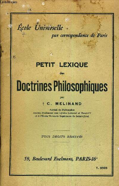 PETIT LEXIQUE DES DOCTRINES PHILOSOPHIQUES.