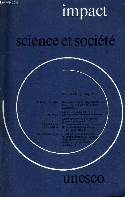 IMPACT SCIENCE ET SOCIETE VOLUME N18 N1 - 1968.