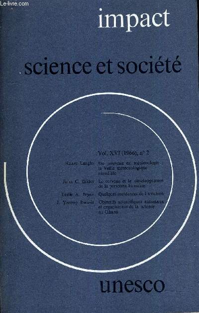 IMPACT SCIENCE ET SOCIETE VOLUME N16 N2 - 1966.
