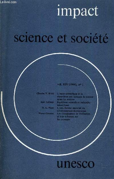 IMPACT SCIENCE ET SOCIETE VOLUME N°14 N°1 - 1964.