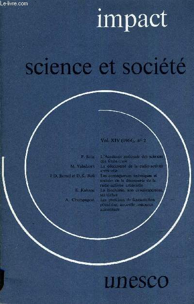 IMPACT SCIENCE ET SOCIETE VOLUME N14 N2 - 1964.