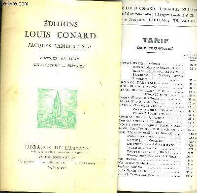 EDITIONS LOUIS CONARD JACQUES LAMBERT - EDITIONS DE LUXE LITTERATURE HISTOIRE.