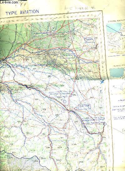 UNE CARTE DEPLIANTE EN COULEURS D'ENVIRON 60 X 55 CM : TYPE AVIATION PAU CARTES DE FRANCE ET DES PAYS LIMITROPHES - ECHELLE :1/500 000.