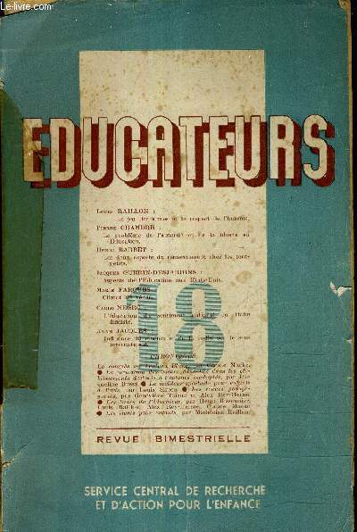 EDUCATEURS NOVEMBRE DECEMBRE 1948 - REVUE BIMESTRIELLE.