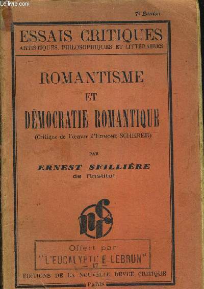 ROMANTISME ET DEMOCRATIE ROMANTIQUE / 7E EDITION.