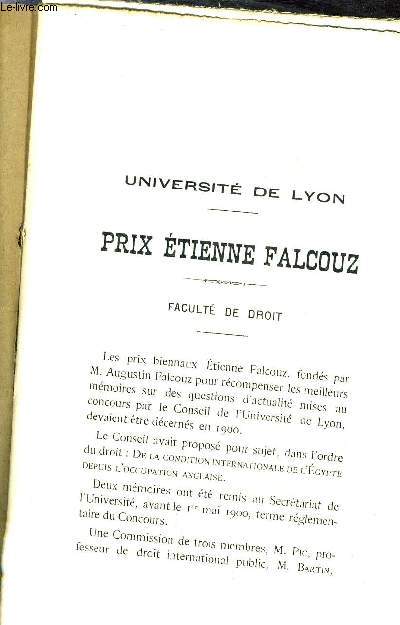PRIX ETIENNE FALCOUZ - FACULTE DE DROIT - UNIVERSITE DE LYON - RAPPORT DE M.LAMEIRE.
