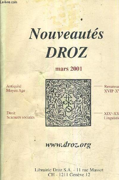 NOUVEAUTES DROZ MARS 2001.