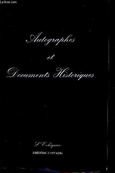 AUTOGRAPHES ET DOCUMENTS HISTORIQUES - L'ECHIQUIER - REFERENCE DE 1 A 169.