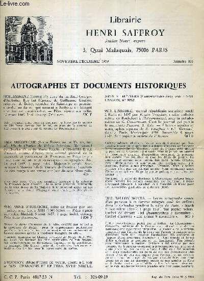 LIBRAIRIE HENRI SAFFROY - NOVEMBRE DECEMBRE 1979 - BULLETIN N106 - AUTOGRAPHES ET DOCUMENTS HISTORIQUES -