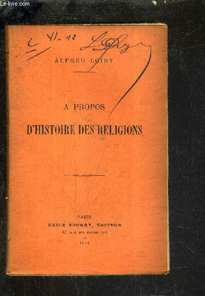 A PROPOS D'HISTOIRE DES RELIGIONS.