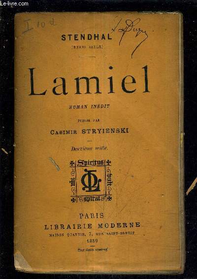 LAMIEL - ROMAN INEDIT PUBLIE PAR CASIMIR STRYIENSKI.