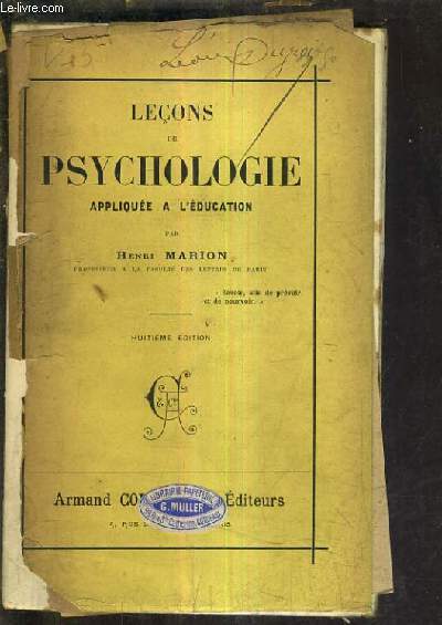 LECONS DE PSYCHOLOGIE APPLIQUEE A L'EDUCATION / 8E EDITION.