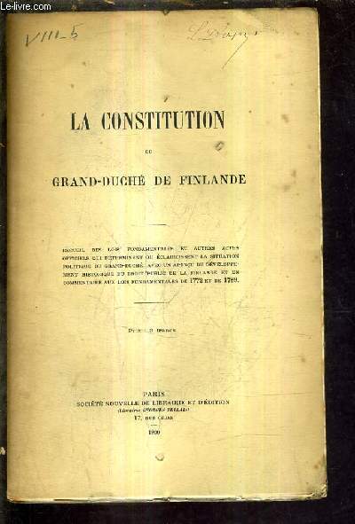 LA CONSTITUTION DU GRAND DUCHE DE FINLANDE.
