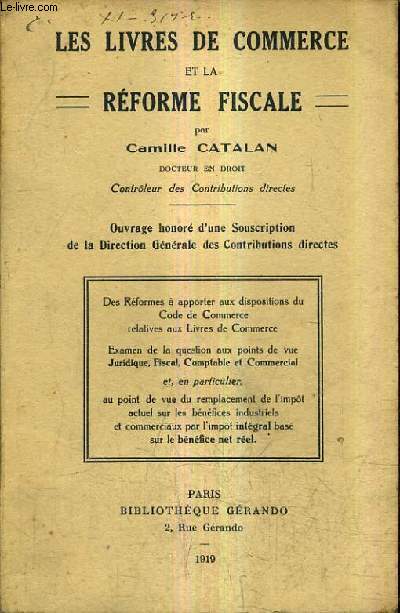 LES LIVRES DE COMMERCE ET LA REFORME FISCALE.