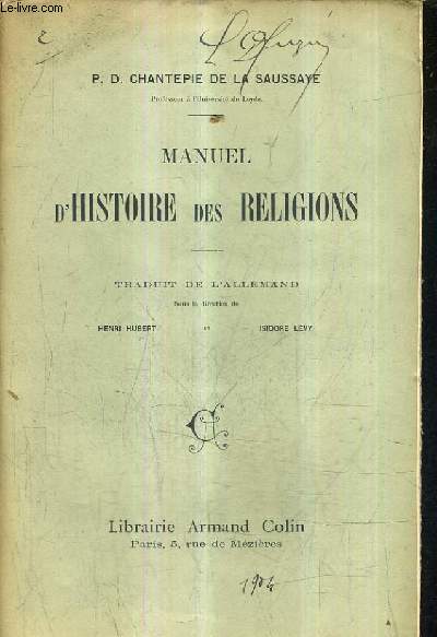 MANUEL D'HISTOIRE DES RELIGIONS.