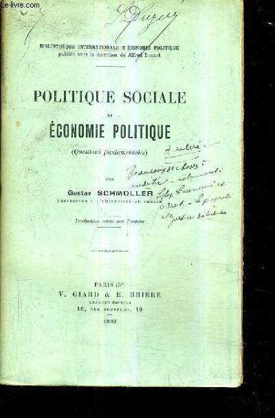 POLITIQUE SOCIALE ET ECONOMIE POLITIQUE (QUESTIONS FONDAMENTALES).