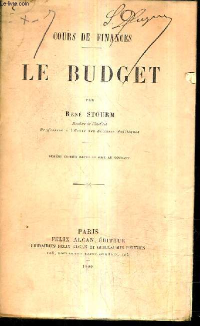 COURS DE FINANCES LE BUDGET / 6E EDITION REVUE ET MISE AU COURANT.