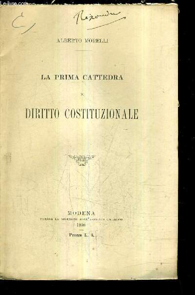 LA PRIMA CATTEDRA DI DIRITTO COSTITUZIONALE (PLAQUETTE).